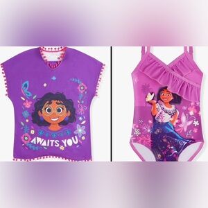 ENCANTO Mirabel Bathing Suit Swimsuit Size (5-6) & Swim Cover Up Size (3-8y)
